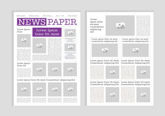 News column articles newsprint magazine design. Newspaper layout template. Brochure newspaper sheets. Editorial journal vector template design