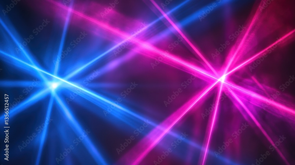 Poster dynamic neon light beams in a futuristic abstract space, creating vibrant energy and a modern visual