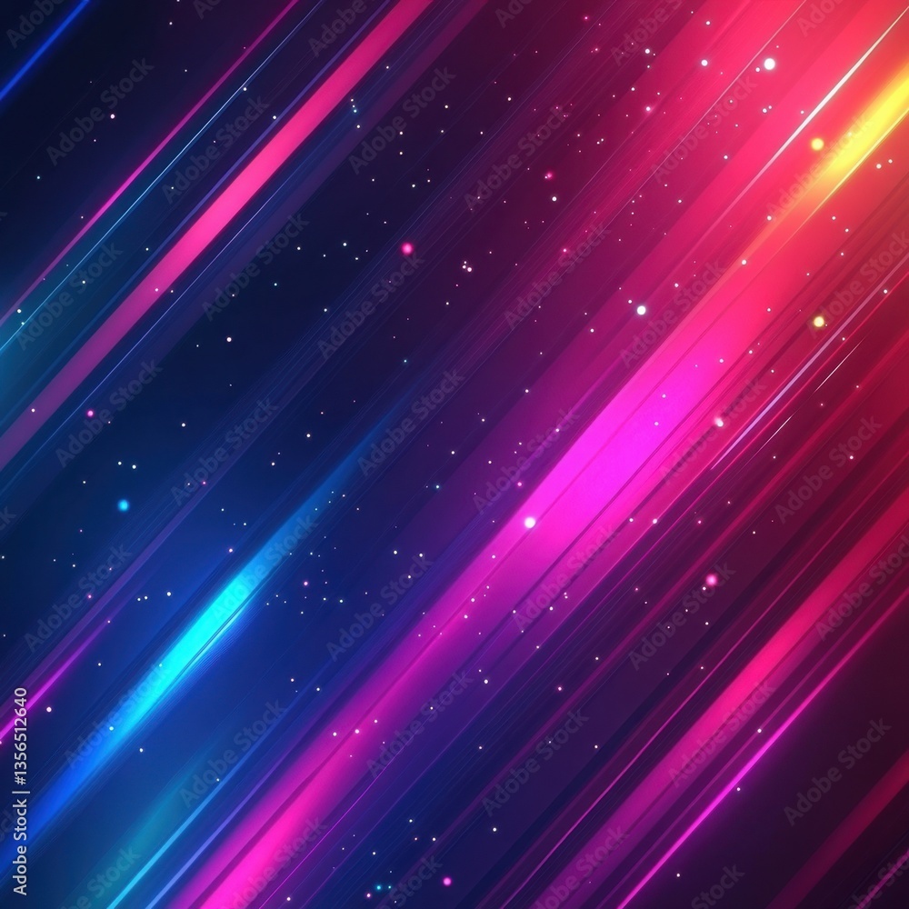 Aufkleber abstract cosmic background with vibrant neon lines and sparkling stars creating a futuristic and dyn