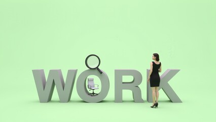 Obraz premium Woman Looking at Work-Themed Empty Chair