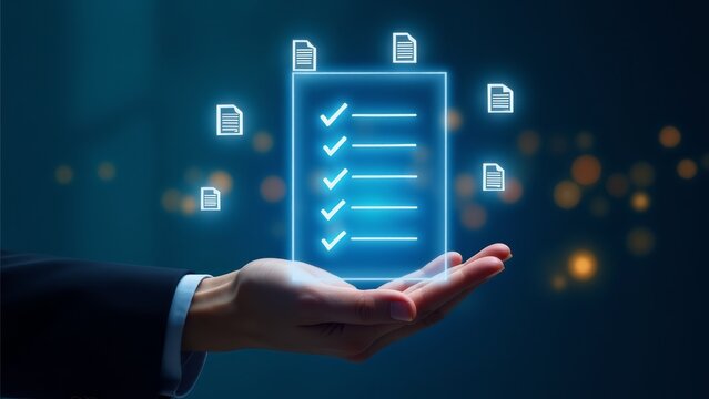 Digital Checklist Hand Presentation Abstract Concept
