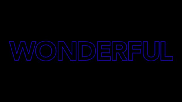 Wonderful animated text appearing on black background