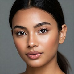Fototapeta premium Beautiful woman with perfect skin wearing natural make-up and hairstyle