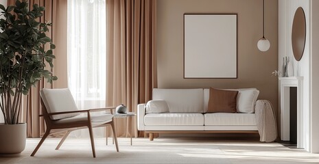 Cozy, modern living room with warm tones