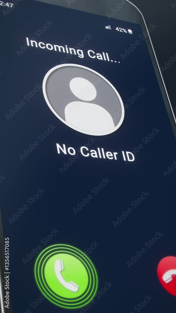 Poster vertical video animation of a smartphone with an incoming call with no caller id, explaining the dan
