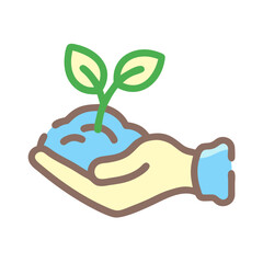 Hand Holding Sprout Growing in Soil  