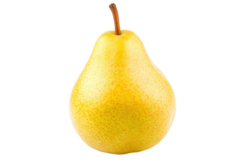 Ripe yellow bartlett pear on black background, cut out