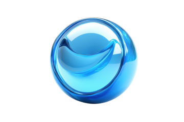 A Vibrant Blue Orb, Symbolizing Purity And Tranquility, Showcases A Gentle, Flowing Inner Wave, Reflecting Serenity And Inner Peace With A Smooth Glassy Surface And Bright Highlights Isolated on Trans