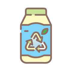 Reusable container with recycling symbol in a minimalistic style  