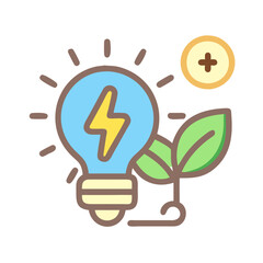 Save Energy Illustration with Light Bulb and Leaf Design  