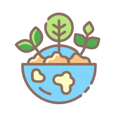 Sustainable Earth with Growing Plants in Vibrant Colors  
