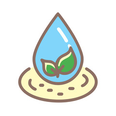 Water Droplet with Leaf Symbolizing Nature and Sustainability  