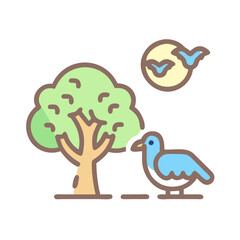 Wildlife Conservation Illustration with Tree and Bird  