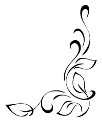 decorative corner ornament with stylized leaves and curls; graphic design