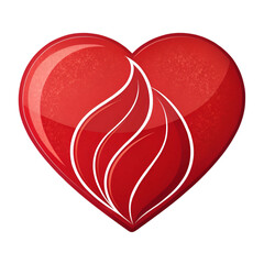 Red heart with leaf design, love nature concept