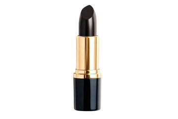 Elegant black lipstick with gold and black packaging, cut out