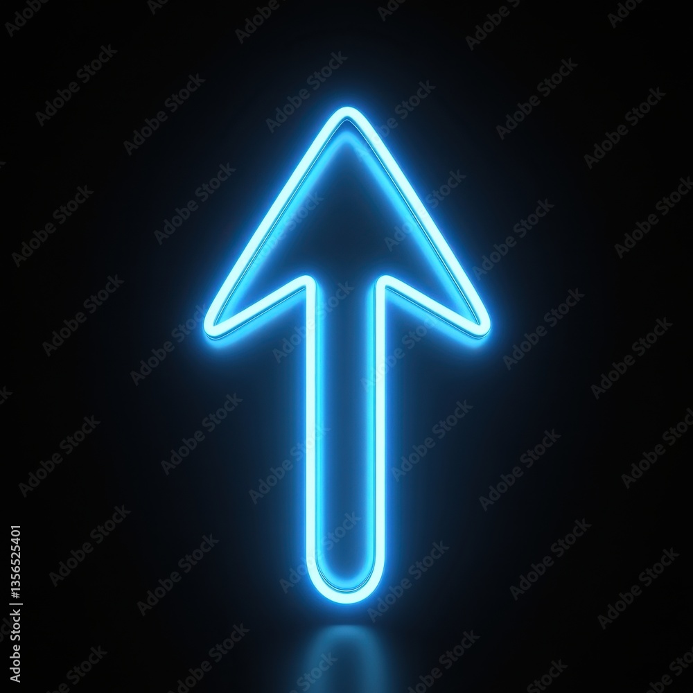 Aufkleber luminous blue arrow pointing upwards on a dark background emitting a vibrant glow showcasing directi