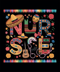Mexican-Themed Nurse t shirt design