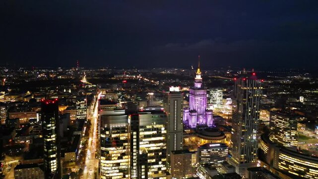Warszawa stolica Polski z drona, centrum drapacze chmur