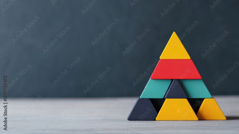 Aufkleber strategic planning resources optimization concept. colorful geometric shapes stacked in a triangular