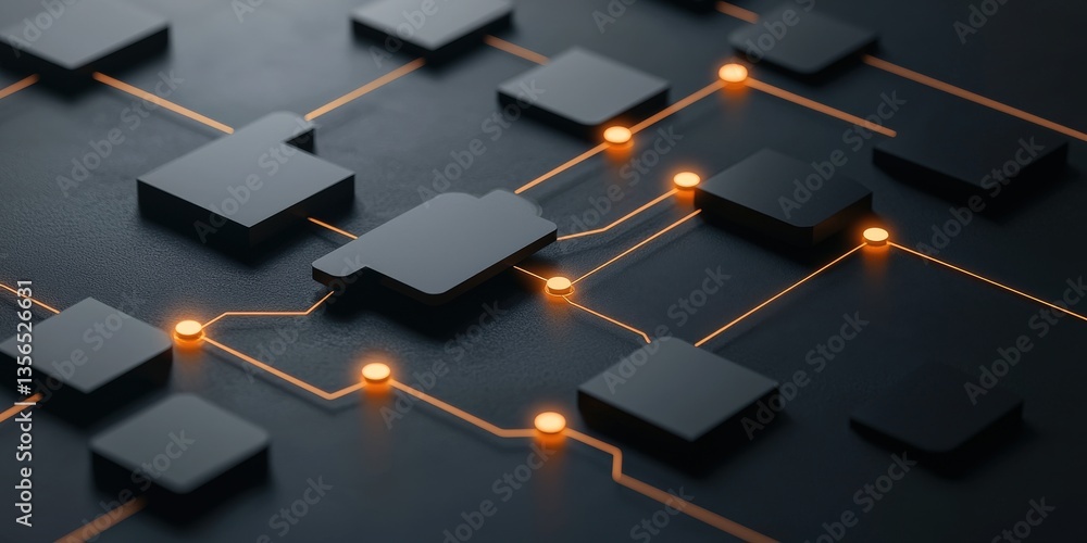 Aufkleber strategic planning resources optimization concept. abstract network of interconnected black shapes w