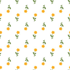 Seamless floral pattern. Colorful background in trendy minimalist style with herbal elements and gentle flowers.