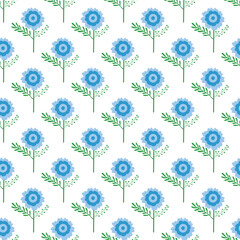 Seamless floral pattern. Colorful background in trendy minimalist style with herbal elements and gentle flowers. © pictures_for_you