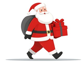 Jolly Santa Carries Gifts.
