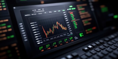 Fototapeta premium In-Depth Analysis of a Stock Market Exchange Interface Featuring Real-Time Data and Graphical Trends