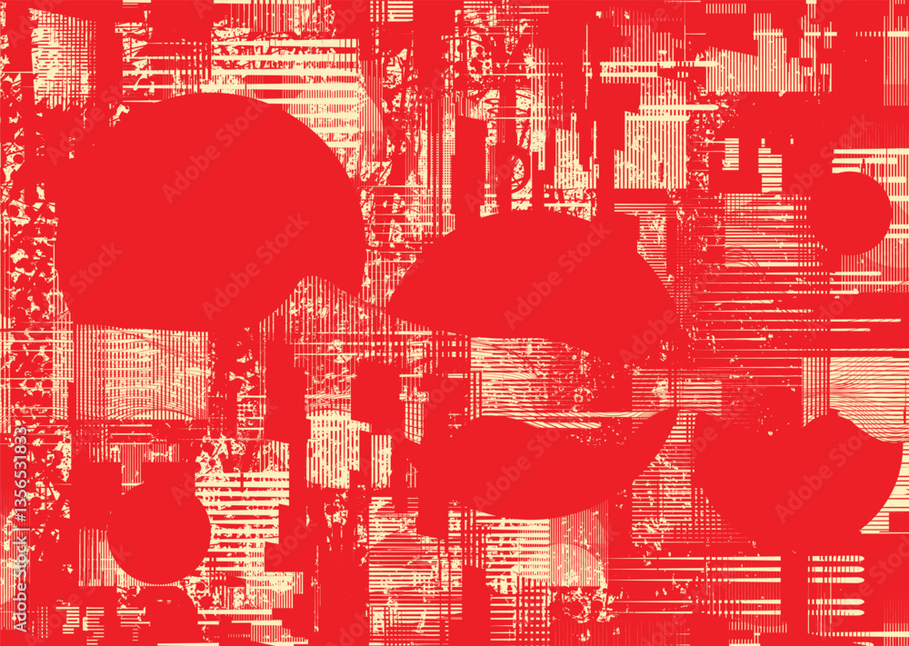 Poster Background with glitch distorted grunge textures . grunge background texture with halftone dots, glitched shapes, textures and lines .Screen print vector background with grunge textured surface.