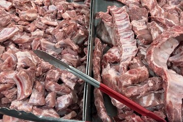 A meat pork in the market.