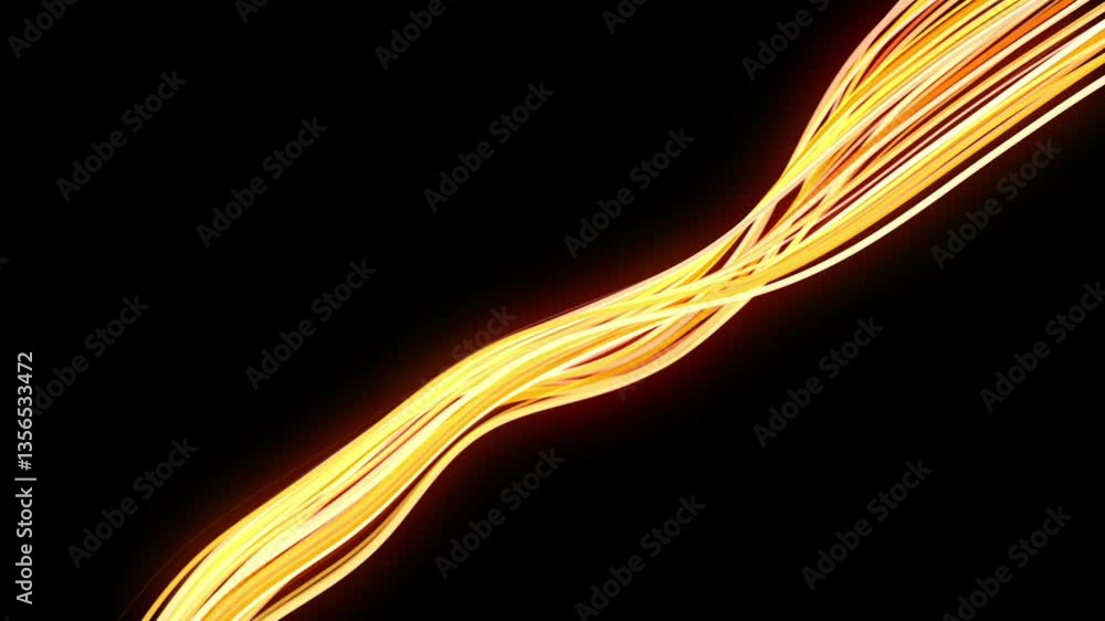 Poster line ware glow light wave animation. abstract background with golden glowing lines particles creatin