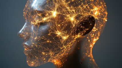 Futuristic Human Silhouette Adorned with Illuminated Connections