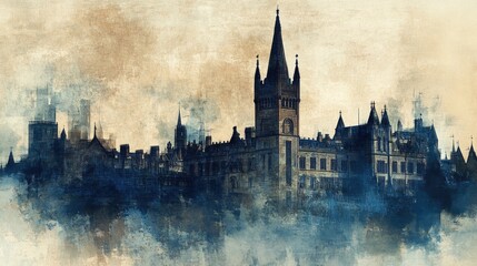 University of Glasgow - Scotland: Iconic Stone Tower in Historic City