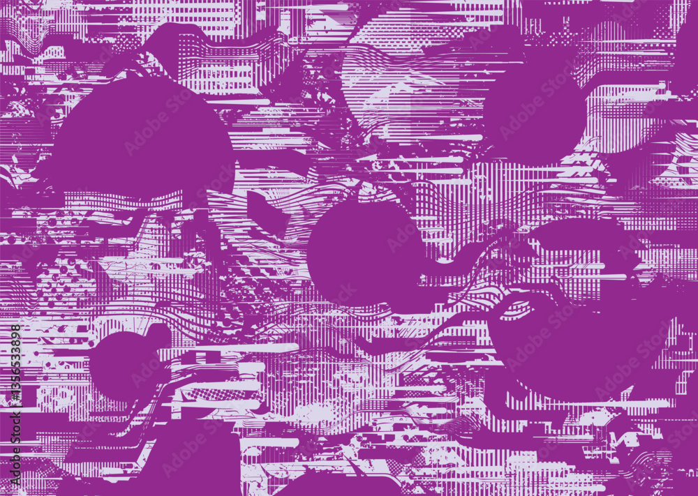 Aufkleber Background with glitch distorted grunge textures . grunge background texture with halftone dots, glitched shapes, textures and lines .Screen print vector background with grunge textured surface.