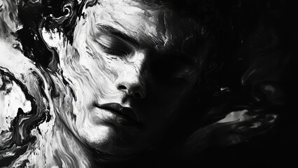 Surreal Black and White Portrait of a Relaxed Individual