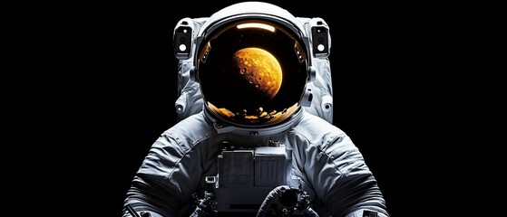 Astronaut in Space Suit Staring at Mars with a Cosmic Background