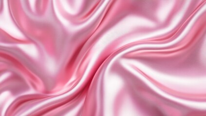 Fototapeta premium Pink abstract liquid background with shiny waves of metallic fluid, liquid metal texture for luxury design or packaging. Abstract pink wavy glossy wallpaper. Shiny 3D cloth. 2D illustration