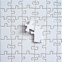 White Jigsaw Puzzle with Two Missing Pieces Close Up