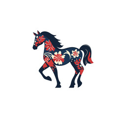 Obraz premium Elegant Floral Horse Silhouette Design