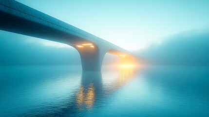 Futuristic Bridge at Dawn. Symbol of Connection, Progress, and New Beginnings.