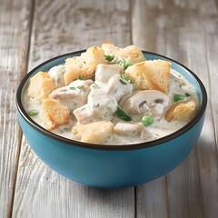 Creamy Chicken Mushroom Soup with Croutons