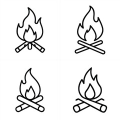 Campfire vector icon set