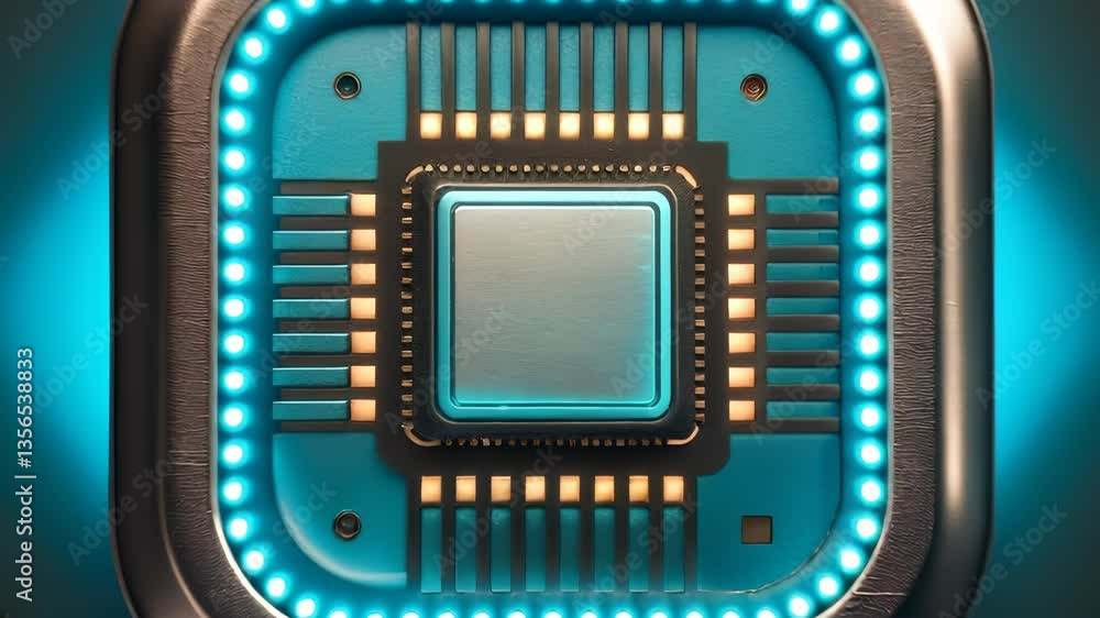 Poster futuristic circuit board with glowing lights and high-tech design for digital innovation concepts an