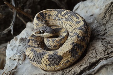 Fototapeta premium Western Diamondback: A Captivating Look at a Venomous Rattlesnake in the Desert