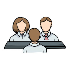 Interview. Recruitment. Group of people. Vector icon isolated on white background. Illustration for banner, poster, flyer, print,