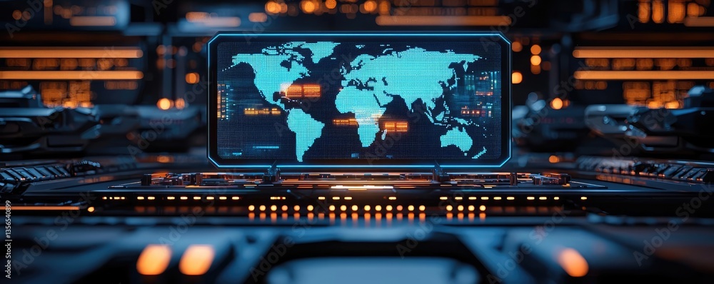 Poster cargo logistics and freight tracking in global network concept. futuristic digital world map display