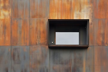 Modern Rusty Metal Corten Steel Wall with Window