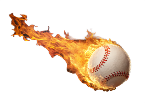 baseball with fire isolated on white background PNG. GENERATIVE AI