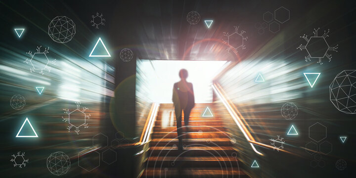 Technology background. Connection concept with futuristic technology with rapid advances in communication. Future Technology, Evolution, Digital Transformation